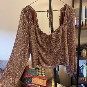 Abercrombie & Fitch bell sleeve polka dot crop top